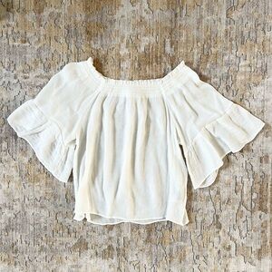 H&M White Ruffled Bell Sleeve Boho Blouse